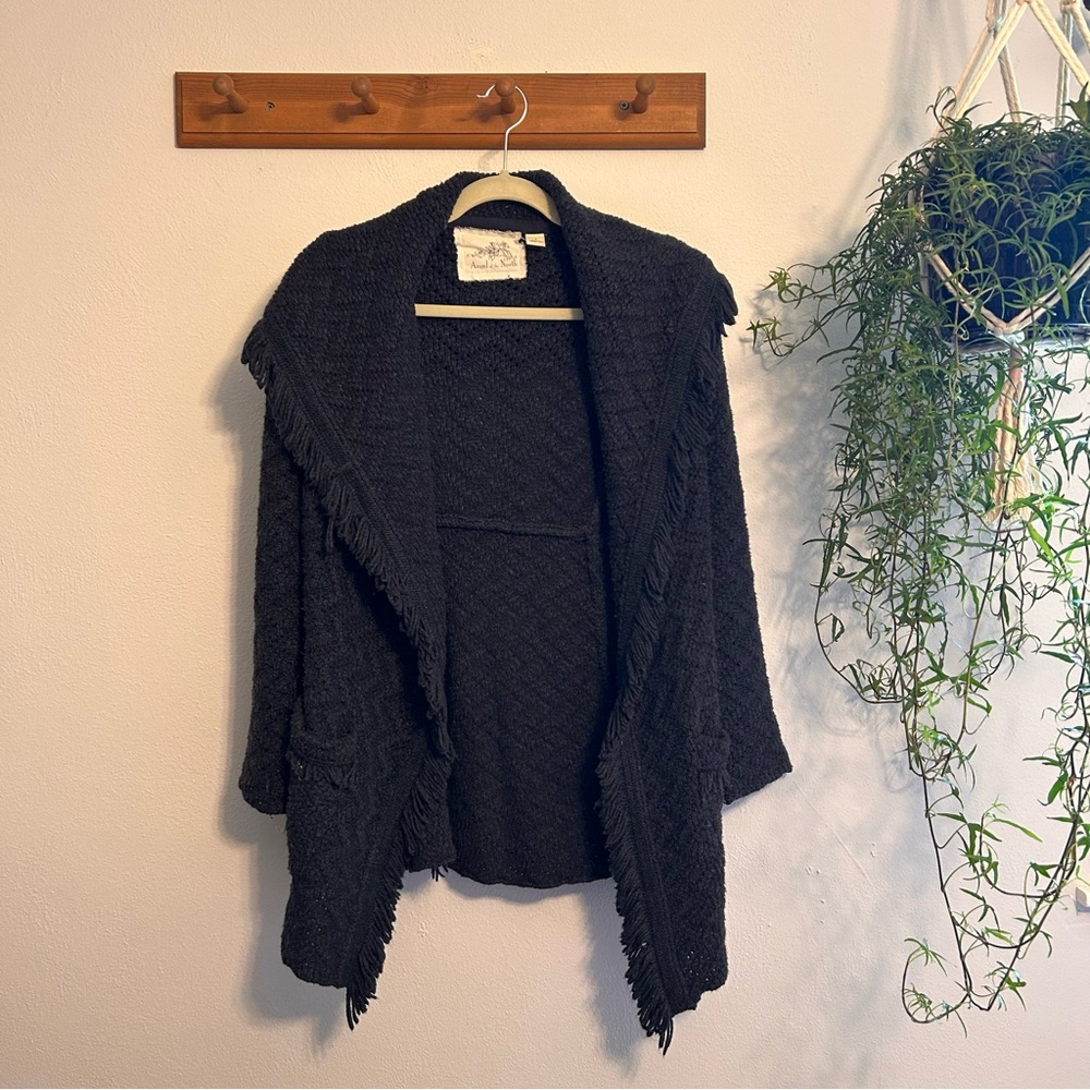 Angel Of The North Cotton Blend Blue Knit Cardigan Sweater Size Small